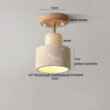 Nordic Plafondlamp LED Travertin & Hout – Modern Ellips Design