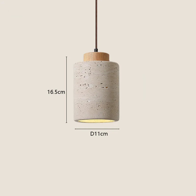 Japanse Wabi-Sabi Hanglamp – Gele Natuursteen Bedlamp Pendel E27