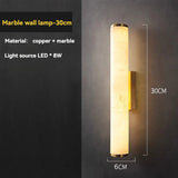 Marmeren Wandlamp – Luxe Messing LED Cilinder 30–60cm