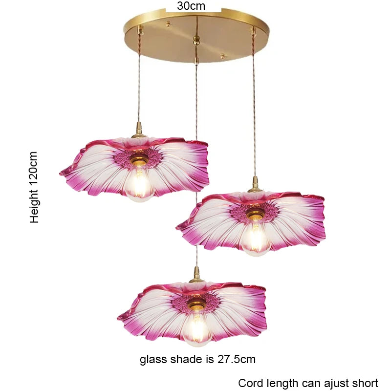Vintage Bloem Hanglamp Glas E27 Voor Woonkamer, Slaapkamer & Bedside