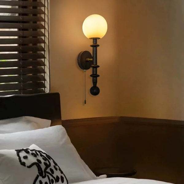 LED Wandlamp Glas & Hout – Vintage Bedlamp voor Woonkamer