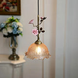 Vintage Franse Rozen Hanglamp – Massief Koper & Glas E27 LED