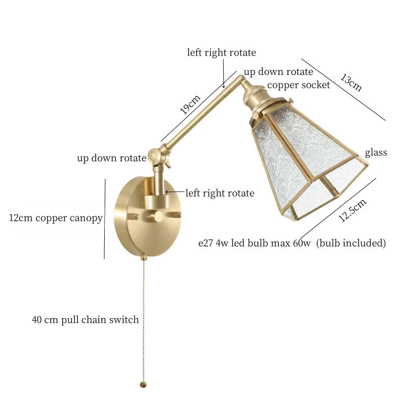 Nordic LED Wandlamp Glas – Verstelbaar, Trekschakelaar, Sfeerverlichting