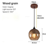 Nordic LED Hanglamp Glas & Hout – Moderne Plafondlamp E27