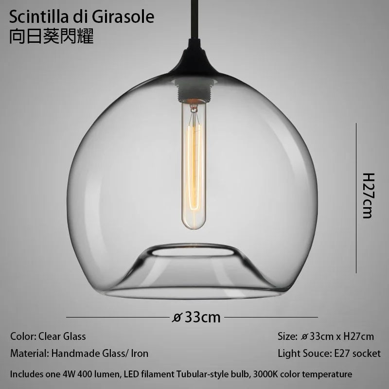 Caren Nordic Hanglamp – Handgemaakt Glas LED Filament Pendant Light