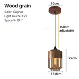 Nordic LED Hanglamp Glas & Hout – Moderne Plafondlamp E27