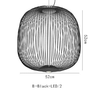 Moderne Italiaanse Spokes Hanglamp LED Metaal Kooi Design – Zwart