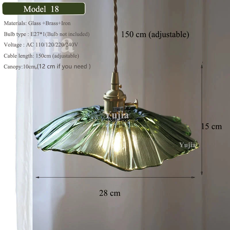 Groene Glazen Hanglamp – Vintage Moderne Plafondlamp E27