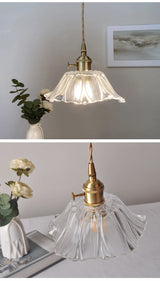 Vintage Bloem Hanglamp Glas E27 Voor Woonkamer, Slaapkamer & Bedside