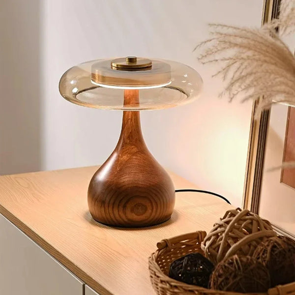 Retro Franse Tafellamp LED Glas & Hout Voor Slaapkamer & Studie