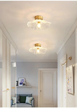 Moderne Plafondlamp Glas Bloem Goud E27 Voor Slaapkamer, Keuken & Hal