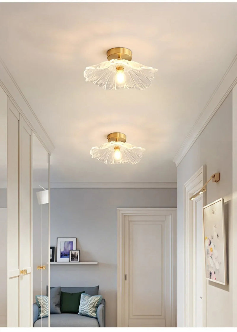 Moderne Plafondlamp Glas Bloem Goud E27 Voor Slaapkamer, Keuken & Hal