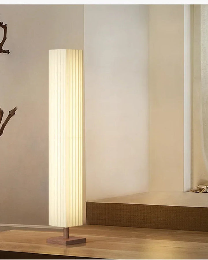 Moderne Stoffen LED Vloerlamp – Houten Staande Lamp voor Woonkamer