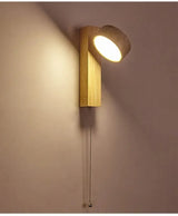 Travertin Wandlamp Rotatie – Natuursteen & Hout LED Bedlamp