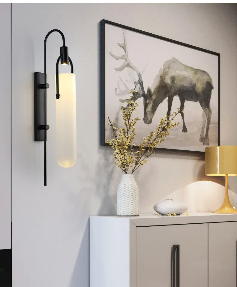 Moderne LED Wandlamp – Glas & Metaal Slaapkamer/Woonkamer Goud/Zwart