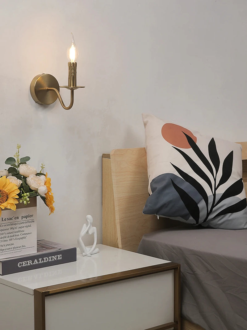 Nordic Wandlamp Kaarsstijl Retro Metaal E14 Slaapkamer Bedlamp