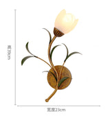 Franse Bloem Wandlamp – Vintage Glas & Metaal LED Bedlamp