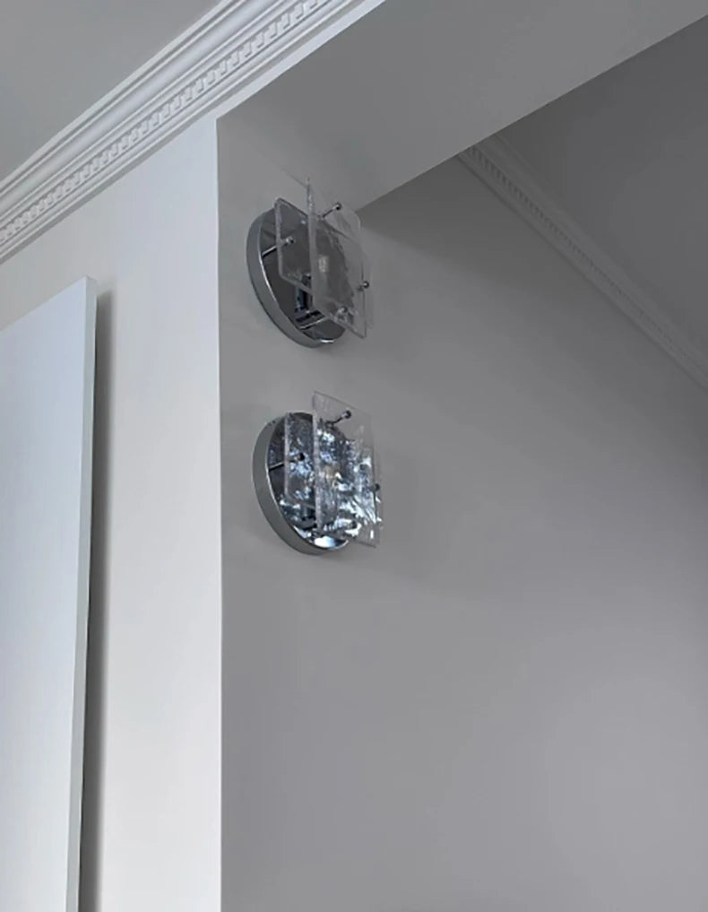 Ijsglas Wandlamp – Chroom Metaal G9 LED Sconce 5–10m²