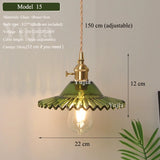 Groene Glazen Hanglamp – Vintage Moderne Plafondlamp E27
