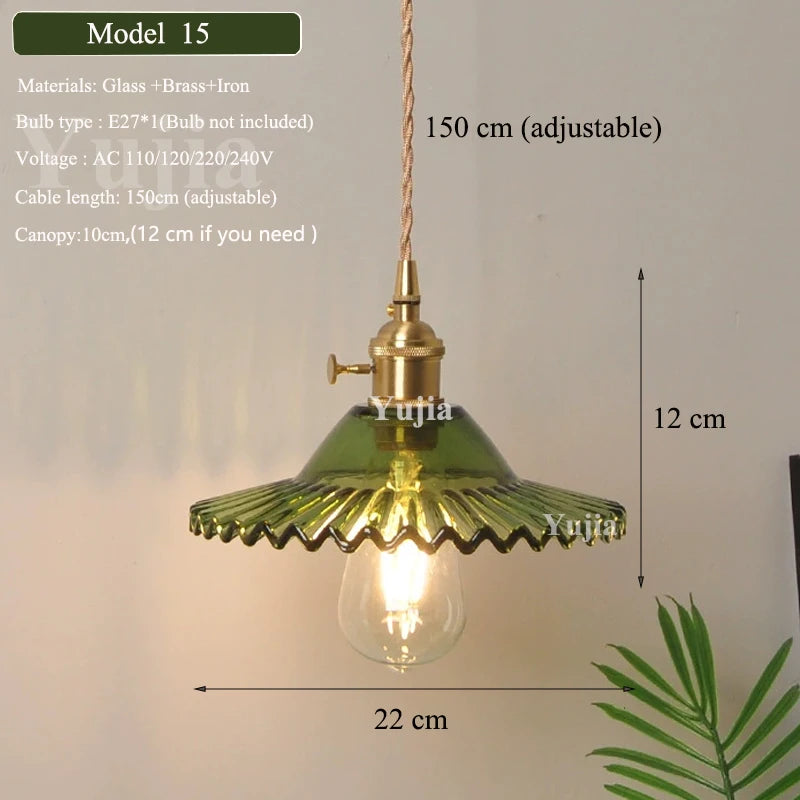 Groene Glazen Hanglamp – Vintage Moderne Plafondlamp E27