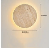 Travertin Wandlamp met Klok – LED Natuursteen Wabi-Sabi Design
