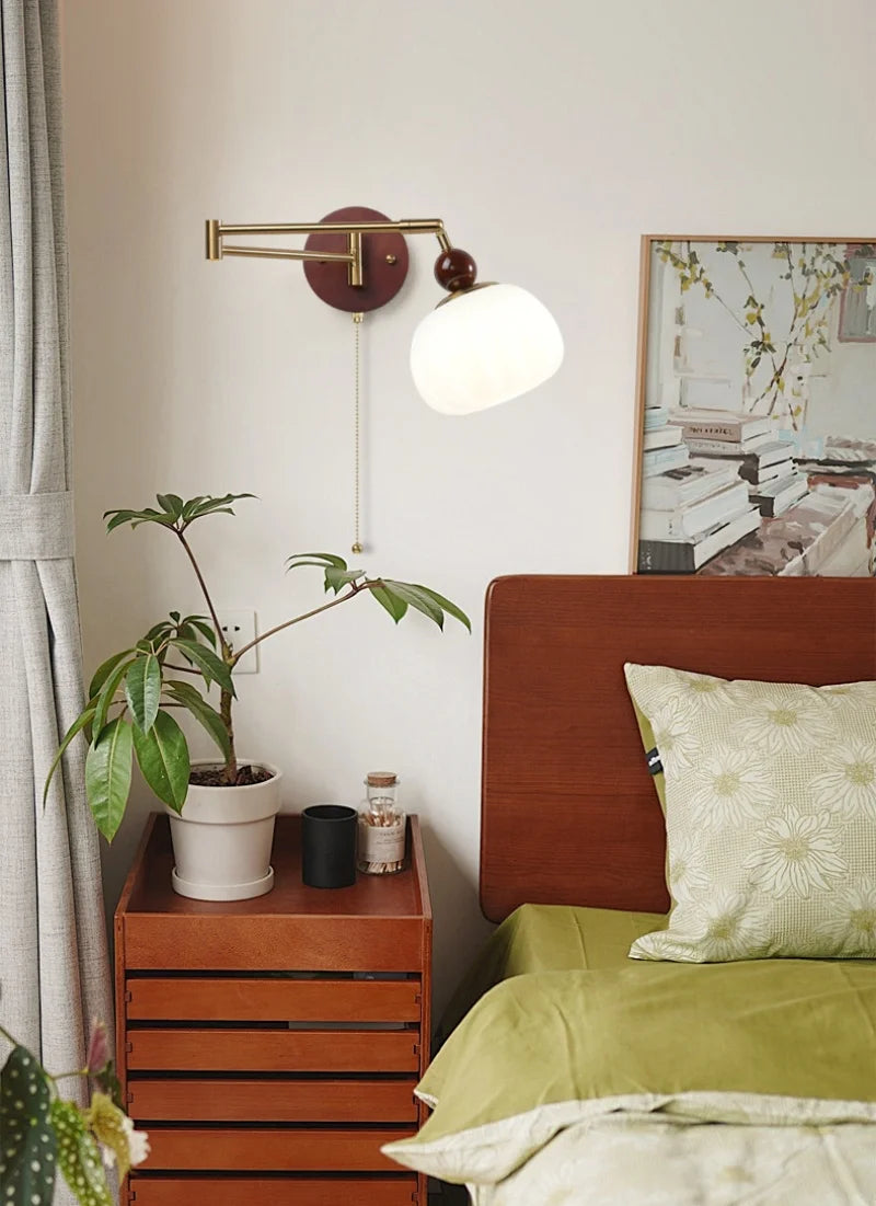 Wandlamp Nordic Wit Pompoen – LED, E27, Draaibare Arm, Moderne Stijl