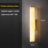 Marmeren Wandlamp – Luxe Messing LED Cilinder 30–60cm
