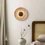 Wandlamp Natuursteen – Moderne LED Sconce met Donker Hout 25cm