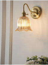 Japanse Retro Bloem Glazen Wandlamp E27 LED Bedlamp Modern Nordic