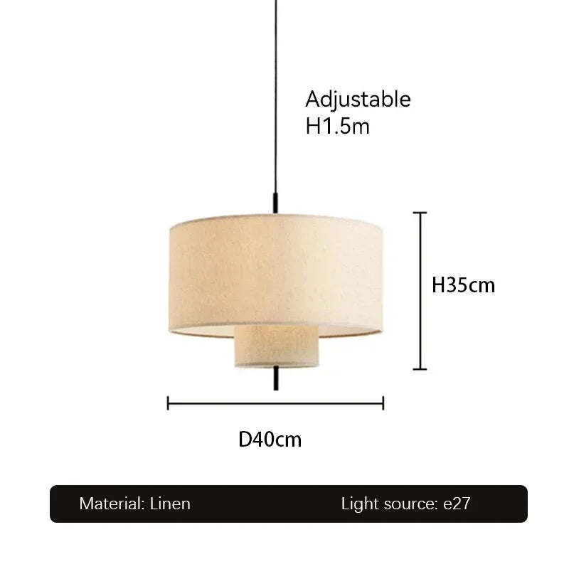 Wabi-Sabi stoffen LED hanglamp – Japanse stijl voor woonkamer & eetkamer