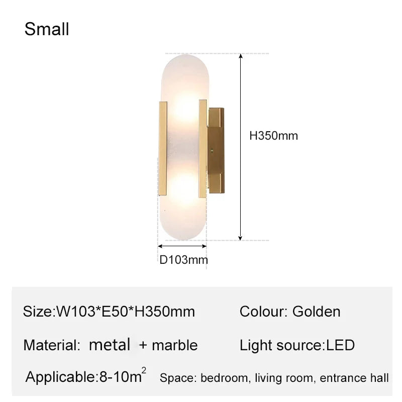 Marmeren Wandlamp – Moderne LED Sconce Zwart/Goud G4 Fitting