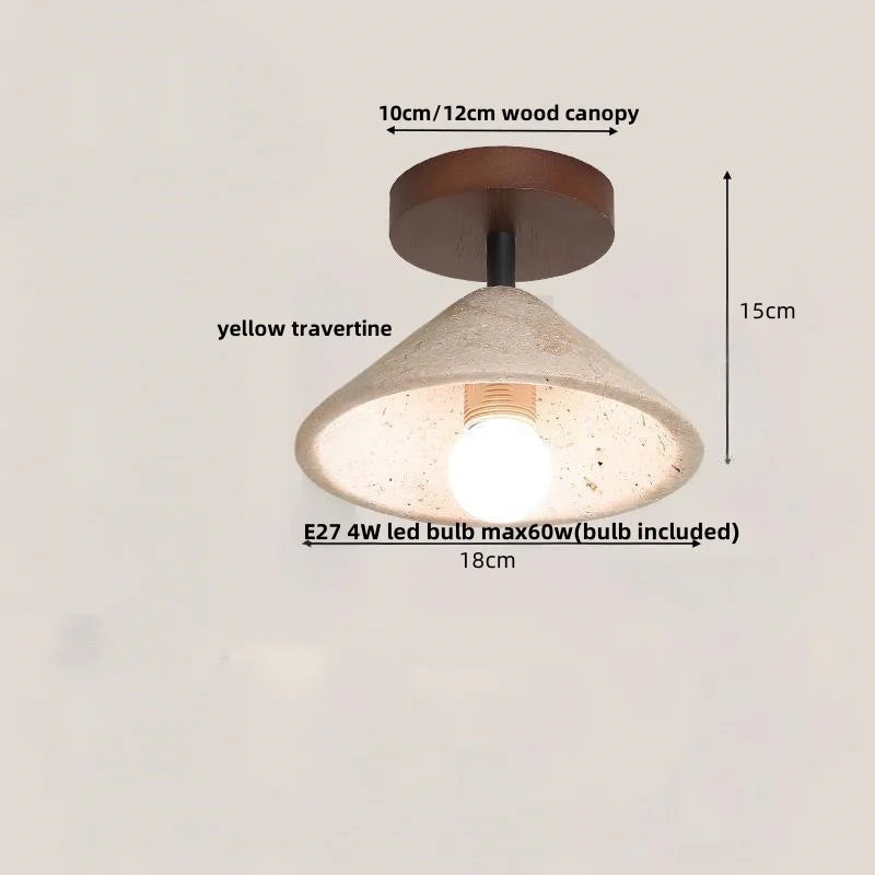Nordic Plafondlamp LED Travertin & Hout – Modern Ellips Design