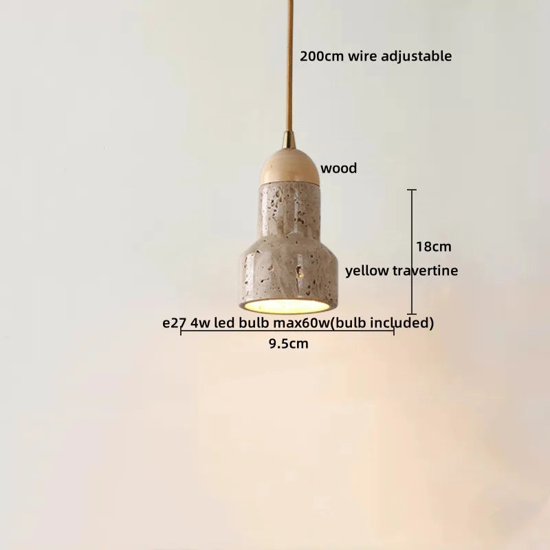 Travertin LED Hanglamp – Japanse Stijl Steen Pendant Light