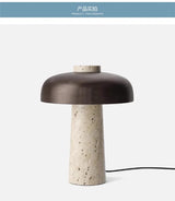 Travertin Paddenstoel Tafellamp – Wabi-Sabi Designer LED Bedlamp