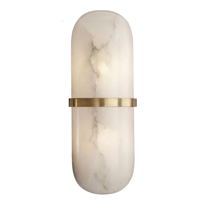Marmeren Wandlamp – Luxe LED Sconce met Messing/Goud Afwerking