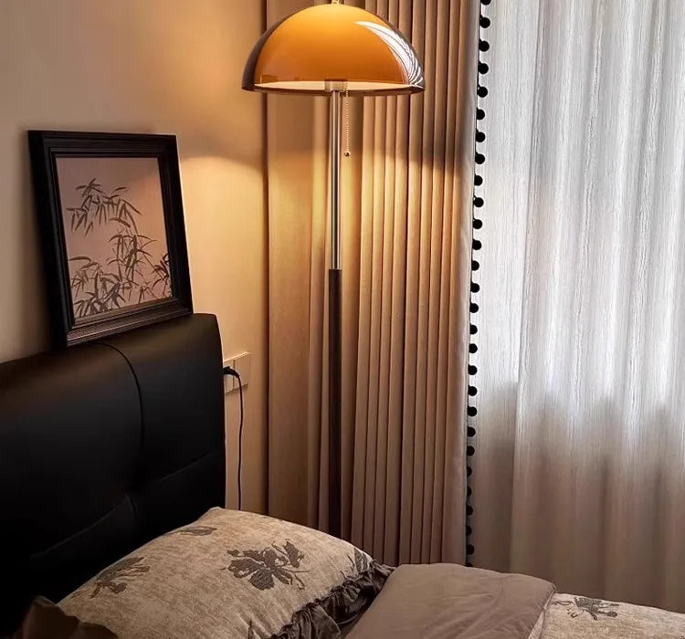 Rond Bruin Acryl Hanglamp Met Donker Hout Voor Eetkamer & Slaapkamer