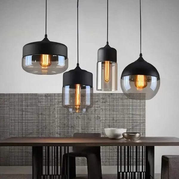Nordic LED Hanglamp Glas & Hout – Moderne Plafondlamp E27