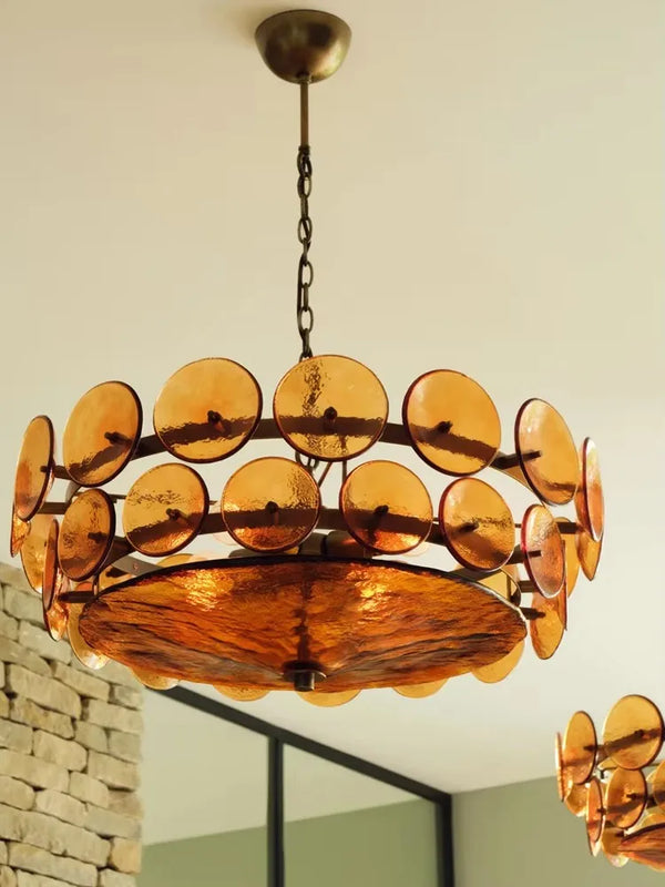 Franse Retro Hanglamp – Luxe Gekleurd Glas LED Pendant Light E14