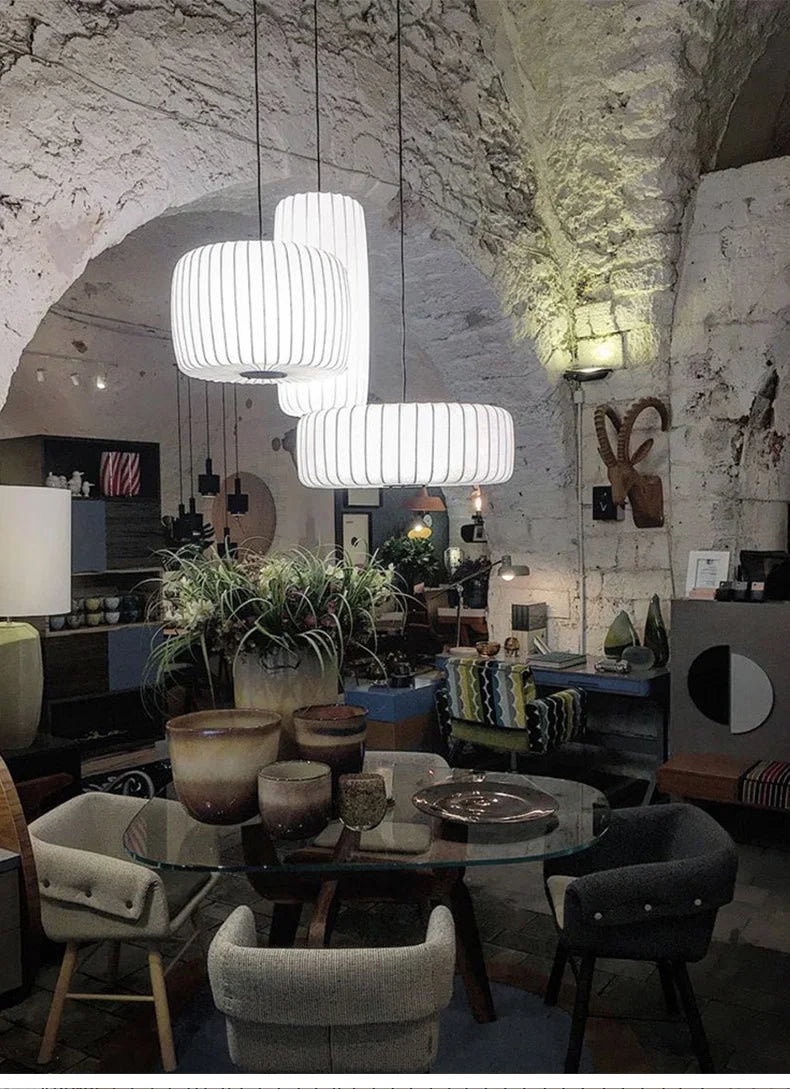 Modern Japanese Wabi Sabi Zijdehanglamp