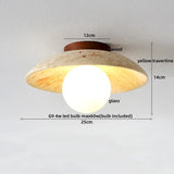 Nordic Plafondlamp LED Travertin & Hout – Modern Ellips Design