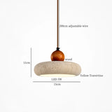Mid Century LED Hanglamp Hout & Geel Travertijn – Modern Design