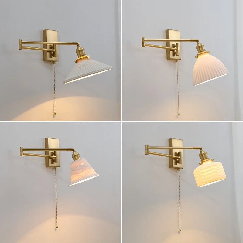 Nordic LED Wandlamp Keramiek – Moderne Sconce met Trekschakelaar