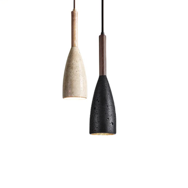 Nordic Houten Steen LED Hanglamp – Zwart/Geel – Modern Design