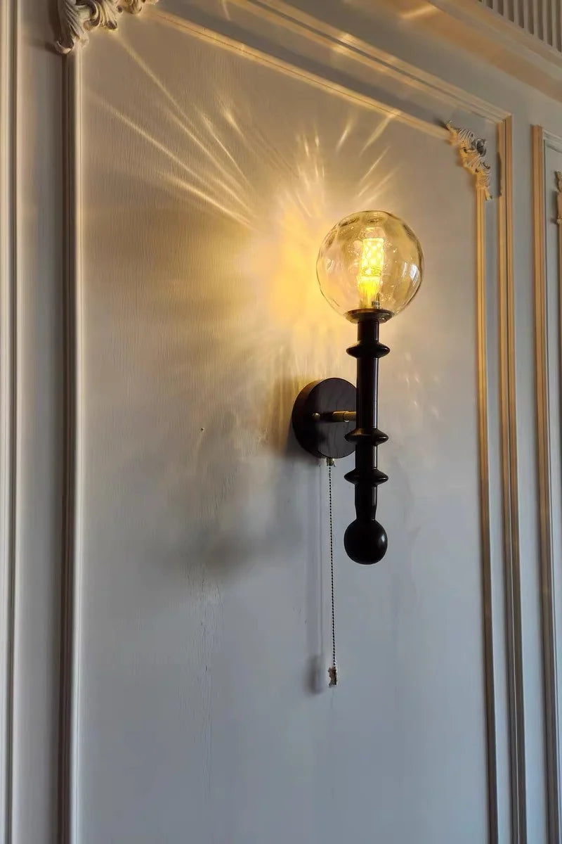 LED Wandlamp Glas & Hout – Vintage Bedlamp voor Woonkamer