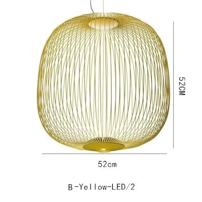 Moderne Italiaanse Spokes Hanglamp LED Metaal Kooi Design – Zwart