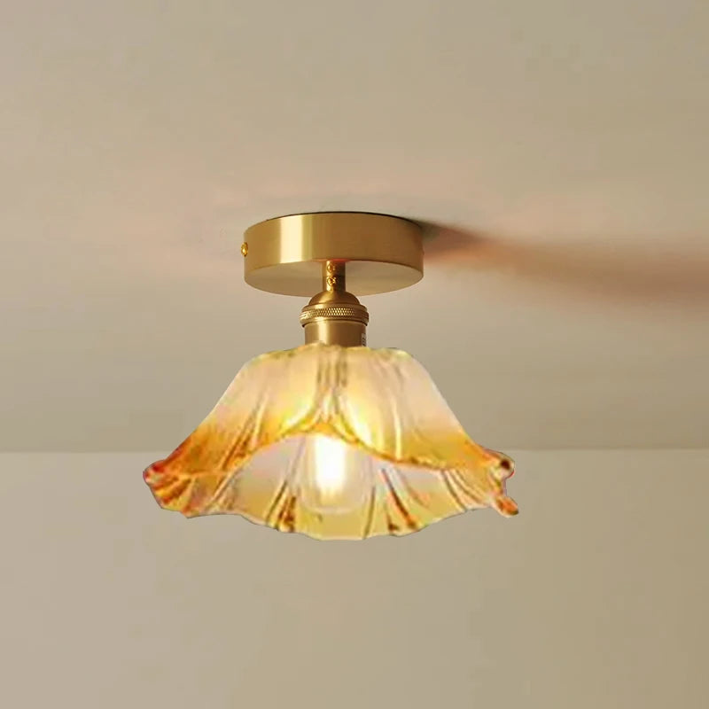 Vintage Bloem Hanglamp Glas E27 Voor Woonkamer, Slaapkamer & Bedside