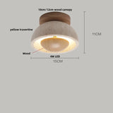 Nordic Plafondlamp LED Travertin & Hout – Modern Ellips Design