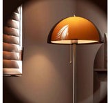 Rond Bruin Acryl Hanglamp Met Donker Hout Voor Eetkamer & Slaapkamer