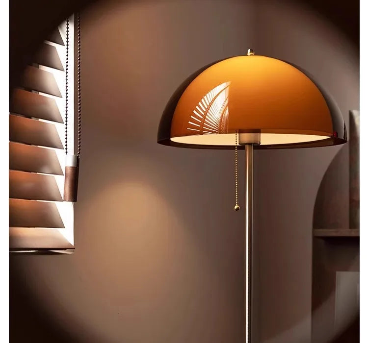 Rond Bruin Acryl Hanglamp Met Donker Hout Voor Eetkamer & Slaapkamer
