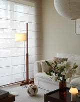 Retro Walnoot Houten Vloerlamp LED – Verstelbaar voor Woon- & Slaapkamer